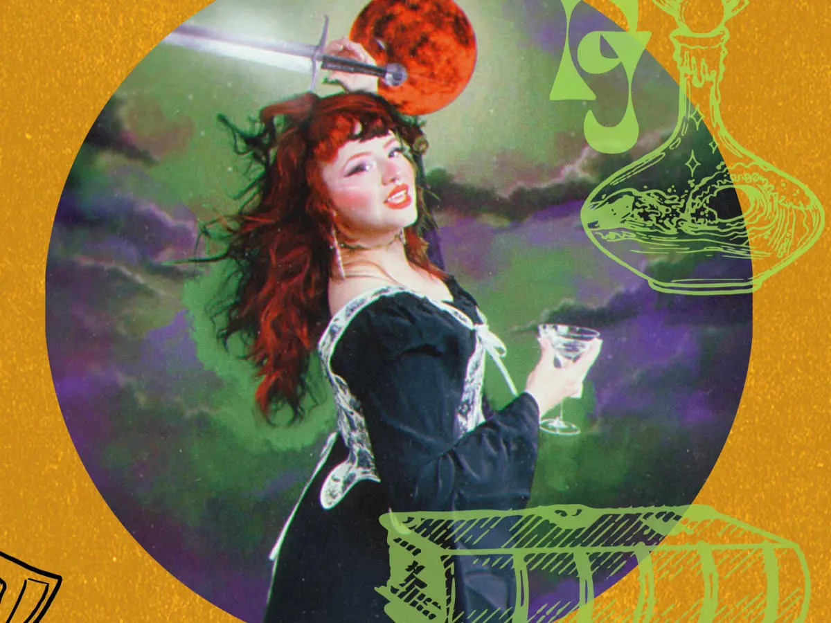 Illustration d'une sorcière mixologue