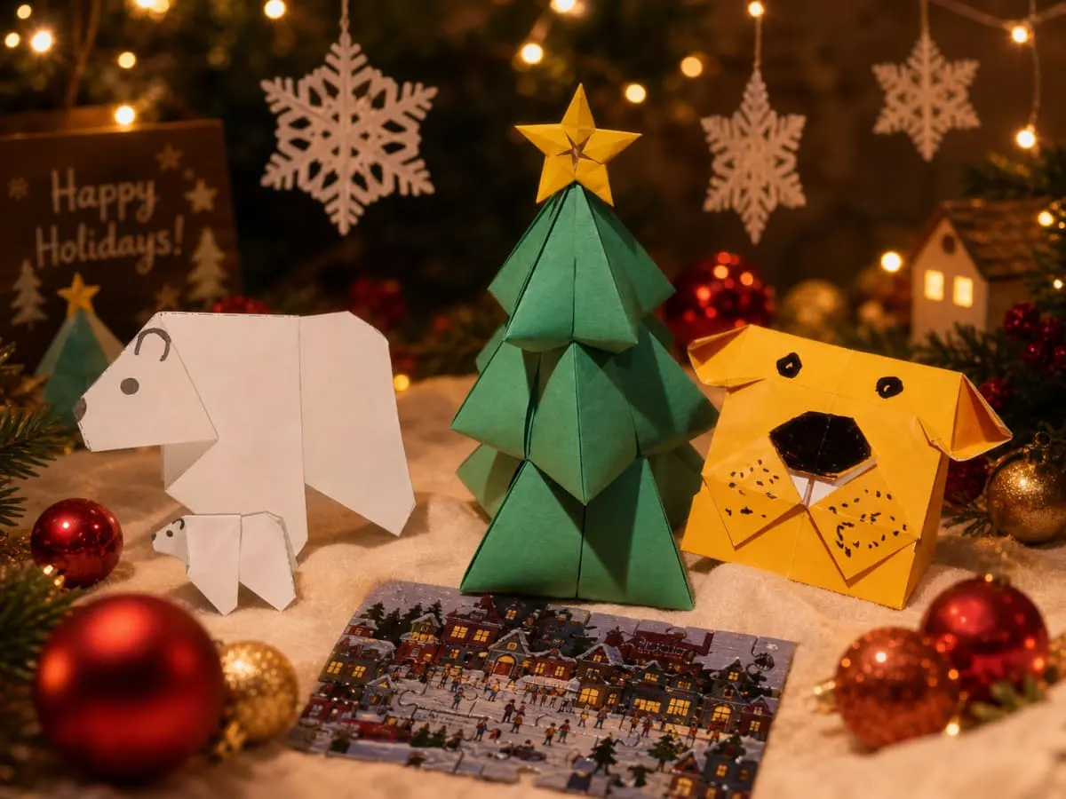 origami de sapin de Noël et d'animaux