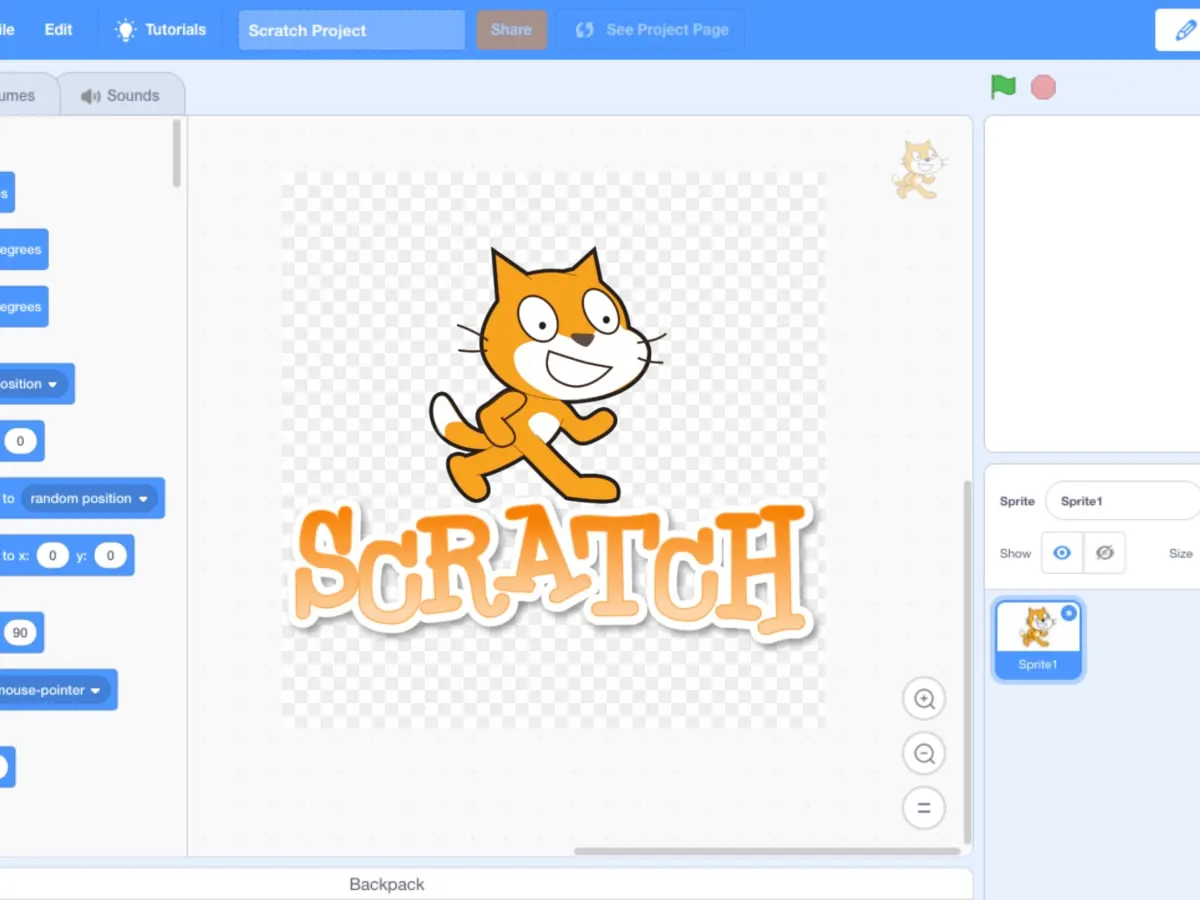 Interface du logiciel Scratch
